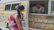 Hot Ashli buy popsicle and the guy invite her inside a van. She blowjob a big dick and showing her perfect ass. She fucking hardcore and dogging closeup